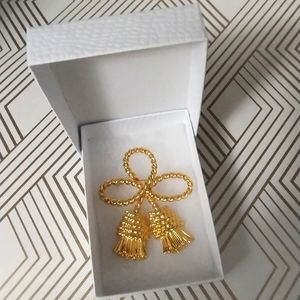 Vintage Gold Tone Tassel Rope Brooch
